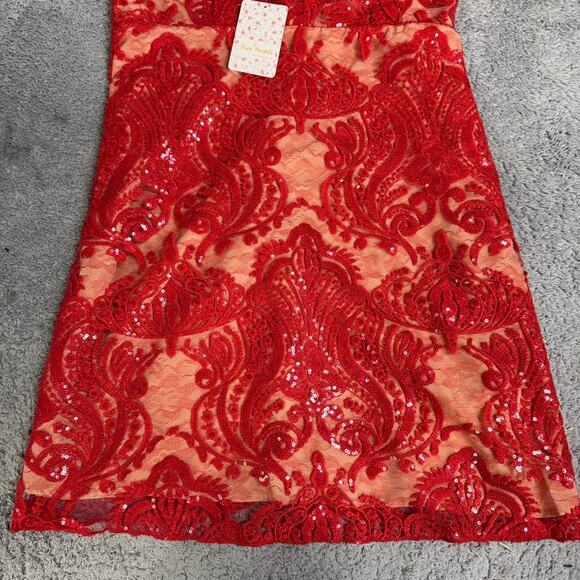 NEW Free People Night Shimmers Mini Dress Red Size 12 - Picture 8 of 11